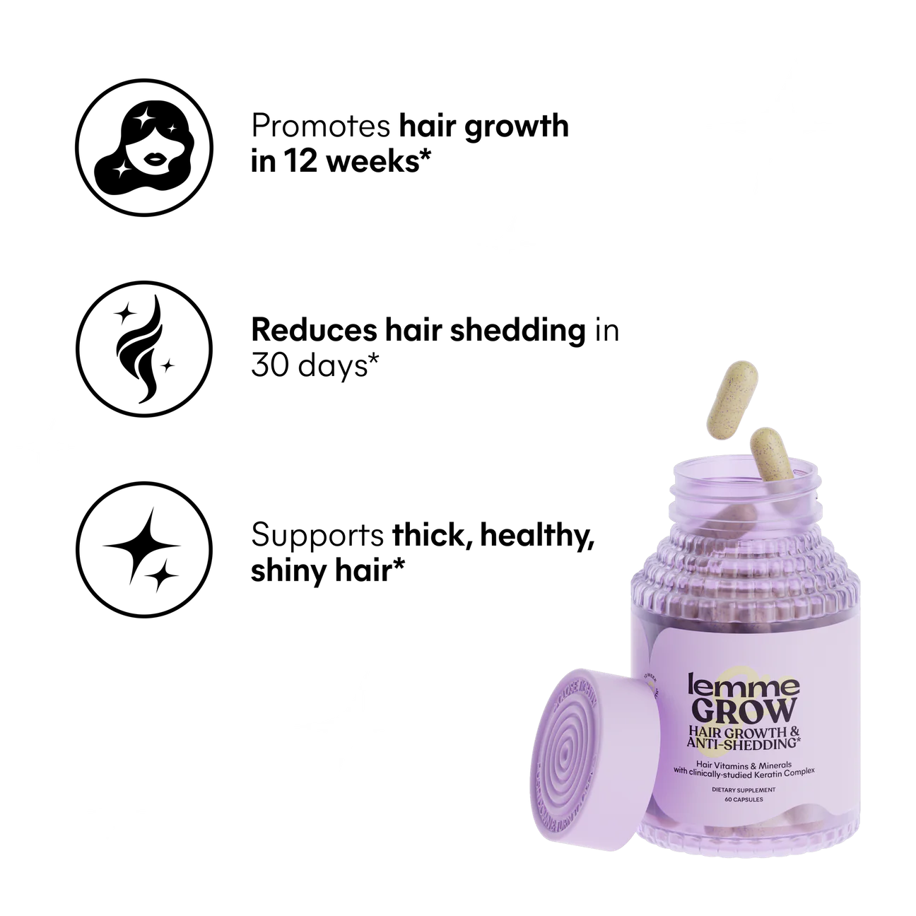 LEMME GROW CAPSULES
Hair Growth & Anti-Shedding (Biotin-Free)