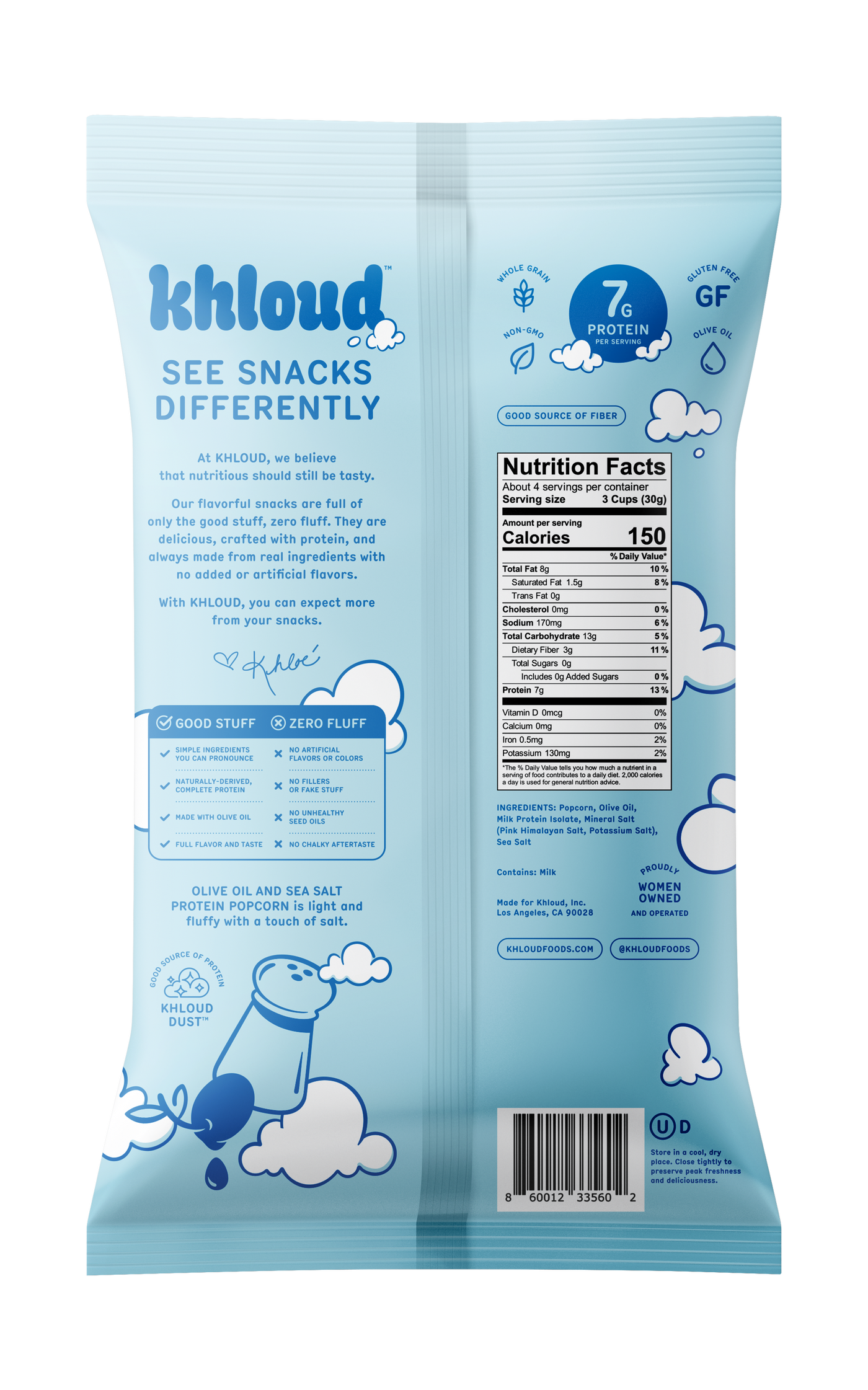KHLOUD FOOD OLIVE OIL AND SEA SALT
PROTEIN POPCORN