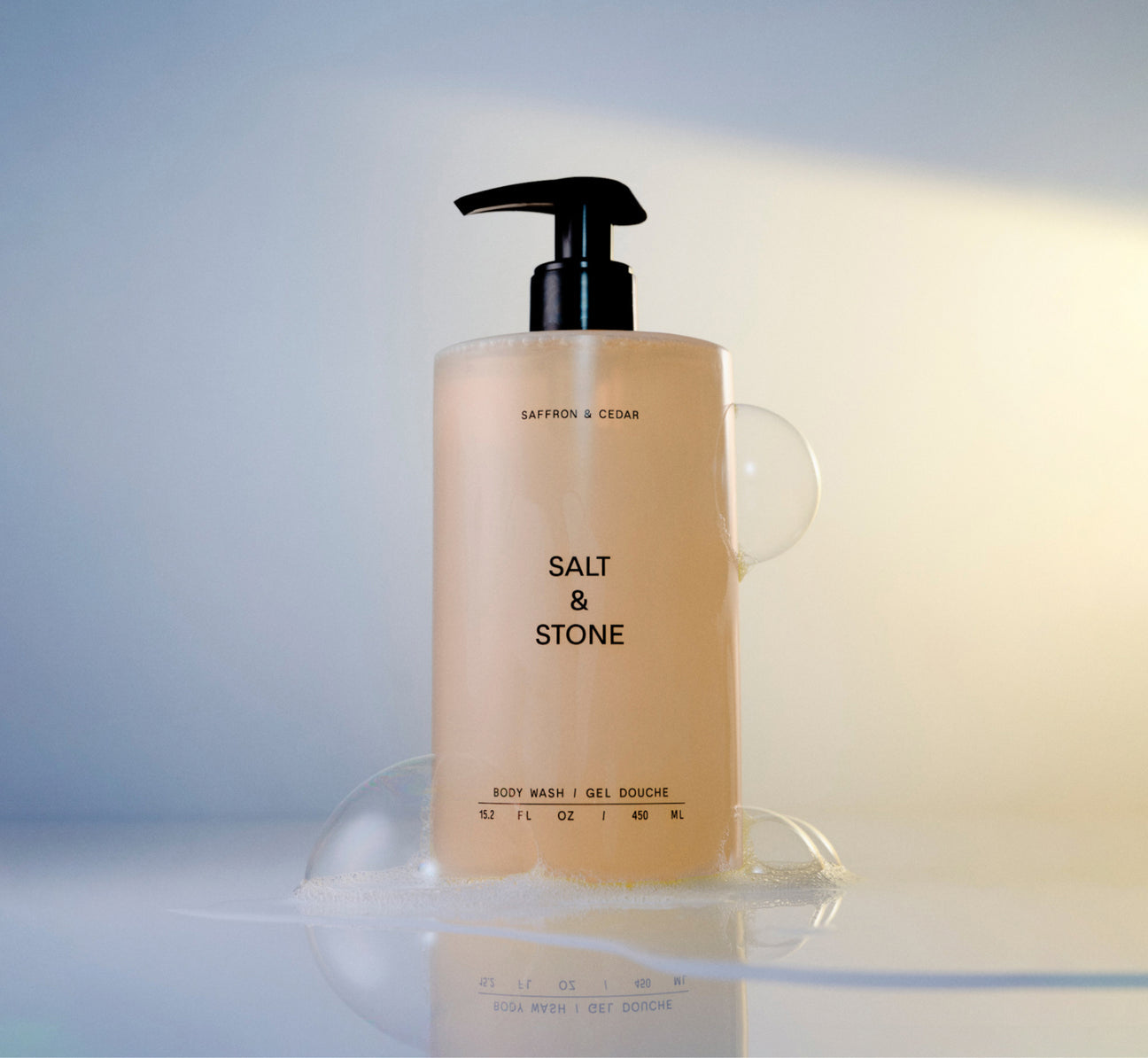 SALT AND STONE SAFFRON & CEDAR BODY WASH
15.2 FL OZ / 450 ML
