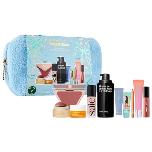 Sephora Favorites
Cozy and Clean Makeup and Skincare Set