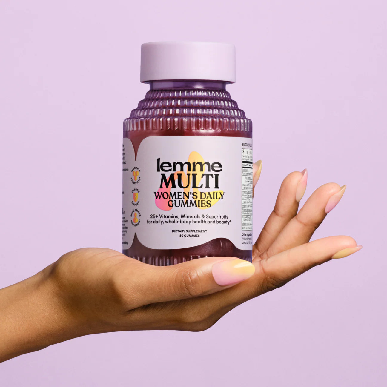 Lemme Multi Daily Gummies - Essential Daily Wellness Support - 25+ Vitamins & Minerals - Raspberry Orange Flavor - 60ct