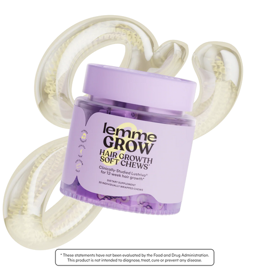 Lemme Grow Soft Chews - Hair Growth & Skin Support - Clinically Studied Lustriva - Mixed Fruit Flavor - 30ct