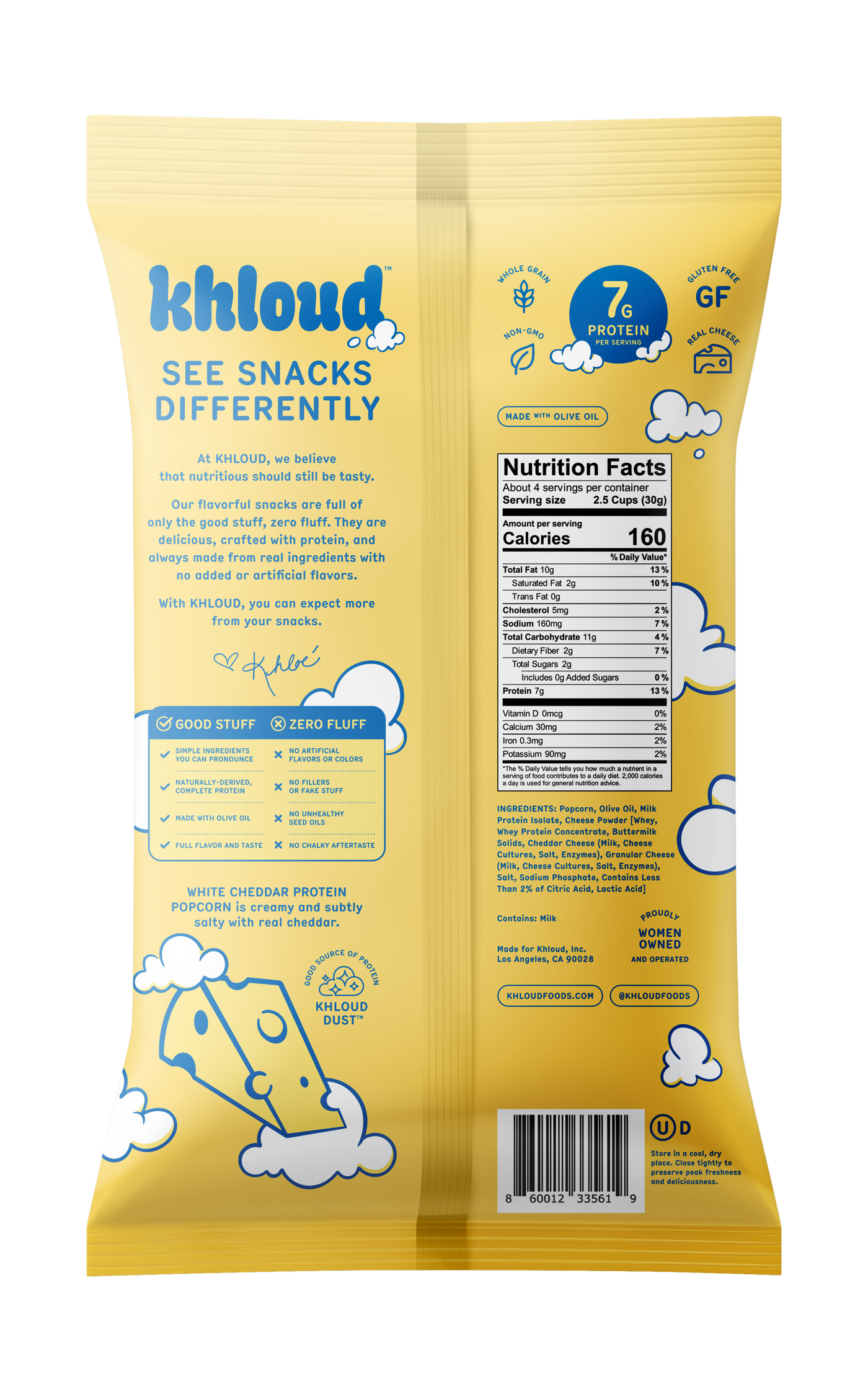 KHLOUD FOOD WHITE CHEDDAR
PROTEIN POPCORN