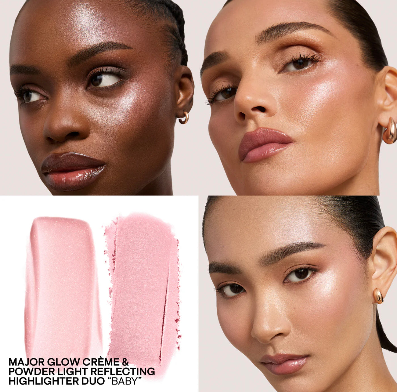 PATRICK TA
Major Glow Crème & Powder Light Reflecting Translucent Highlighter Duo: Baby - pink shimmer