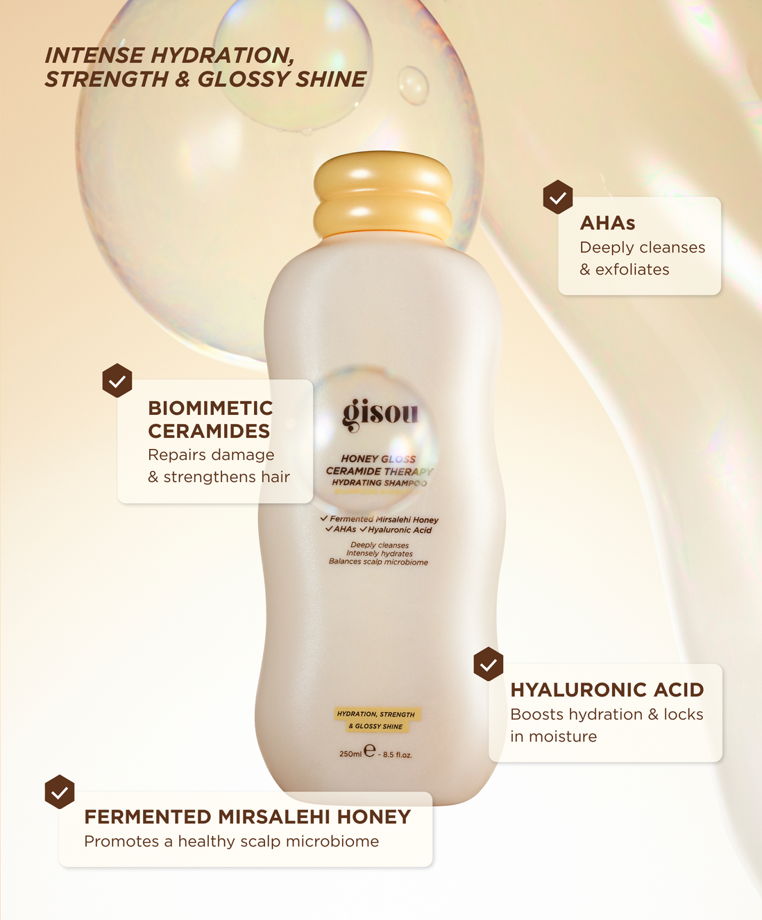 GISOU HONEY GLOSS CERAMIDE THERAPY HYDRATING SHAMPOO