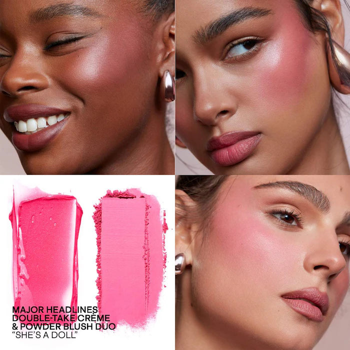 PATRICK TA Major Headlines Double-Take Crème and Powder Blush Duo - She's a Doll - bright neutral pink